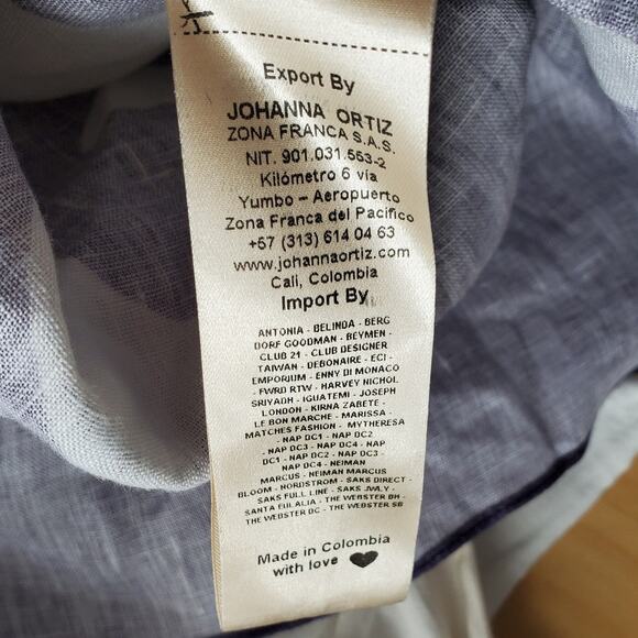 Johanna Ortiz Wave After Wave Organic Linen Mini Dress Midnight Blue Size XL - Picture 12 of 14